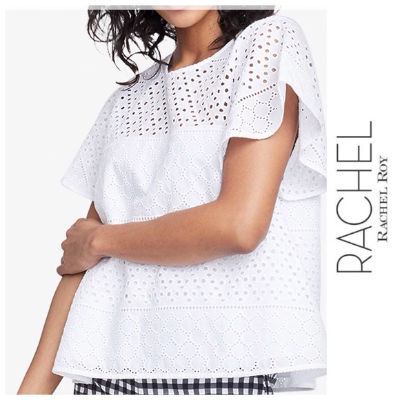RACHEL Rachel Roy Tops - NWT RACHEL Rachel Roy Cotton Pupetto Eyelet Top